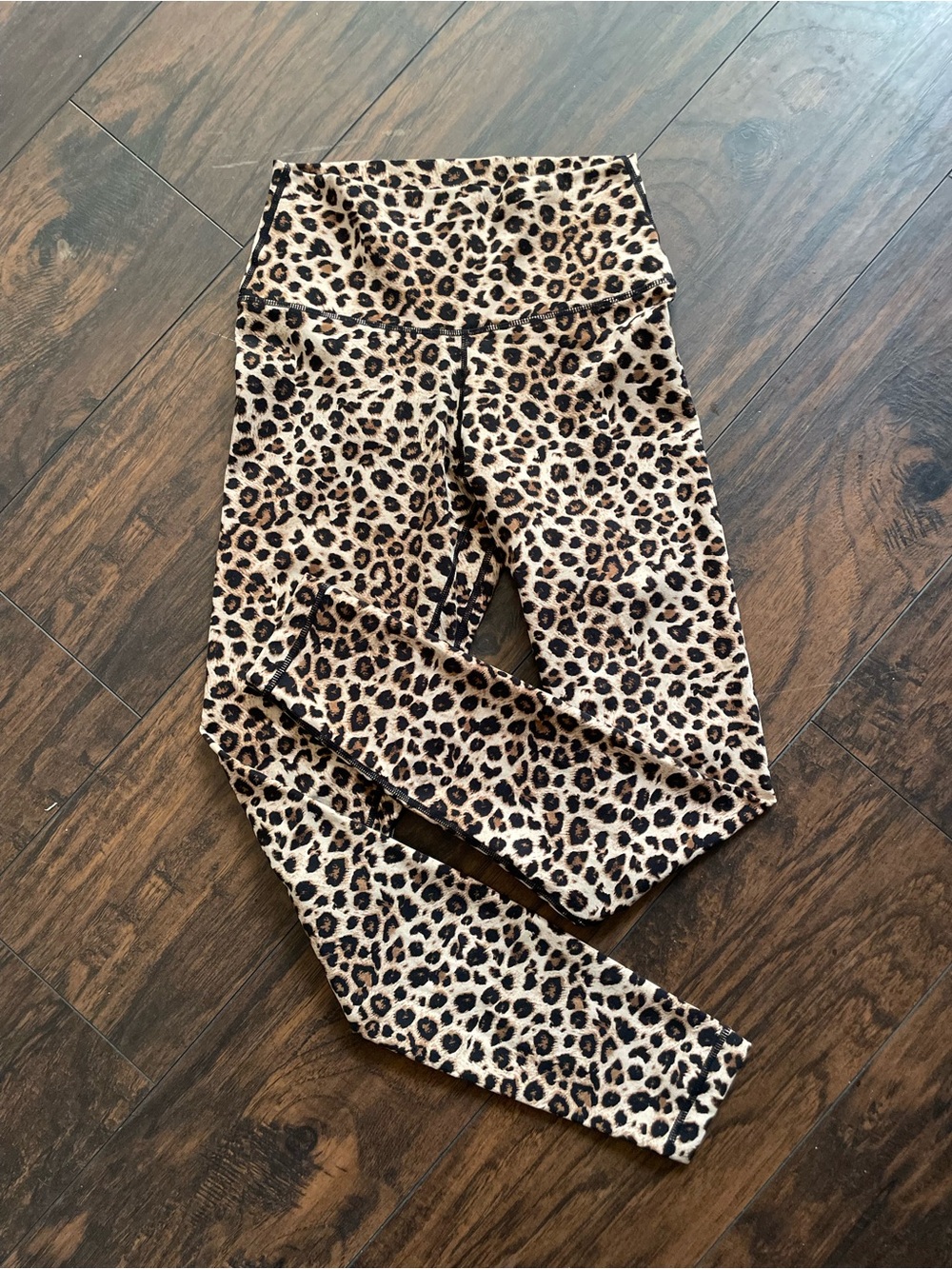 High-Rise Leopard Print Leggings - Tan/Black